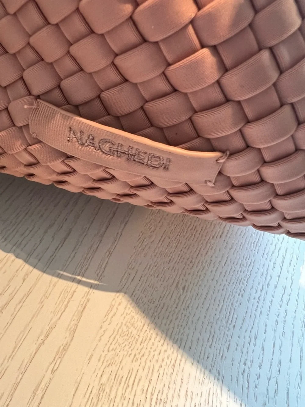 Naghedi Woven Tote in Dusty Rose - Picture 4 of 8